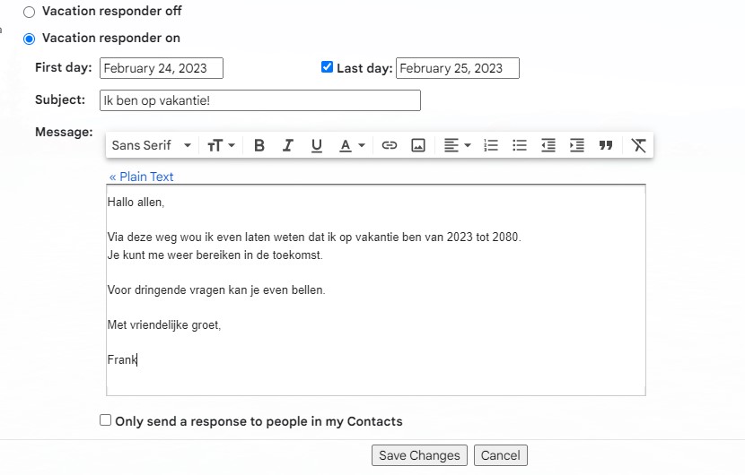 roterend Gevangenisstraf Ansichtkaart Automatisch antwoord instellen in Gmail | Internet Handleidingen
